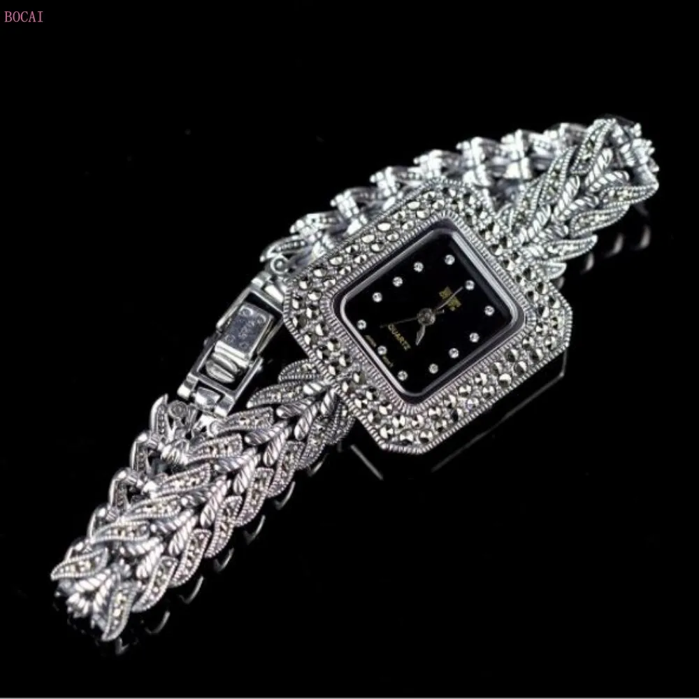 Sillver 925 браслеты для мужчин и женщин S925 Стерлинговое серебро ювелирные изделия простые элегантные модные женские часы браслеты Новинка