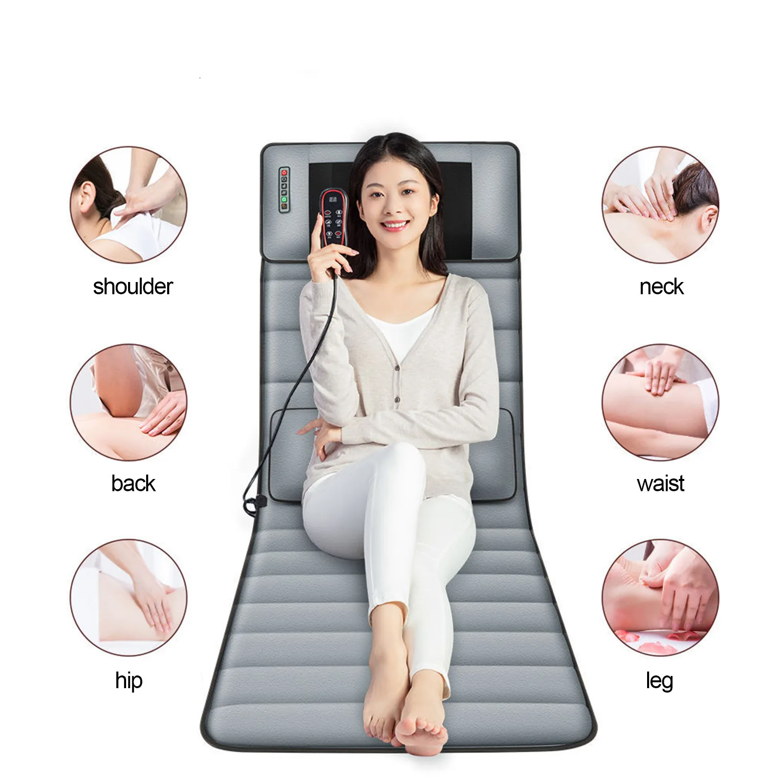 3 In 1 Massage Mat Heat 9 Modes Adjustable Electric Mattress Full Body Massager Cushion Neck Back Waist Legs Pain Relief |