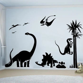 

Cartoon Dinosaur Adventure Tree Animal Wall Sticker Kids Room Nursery Jurassic Park Dinosaur World Wall Decal Bedroom Vinyl Home