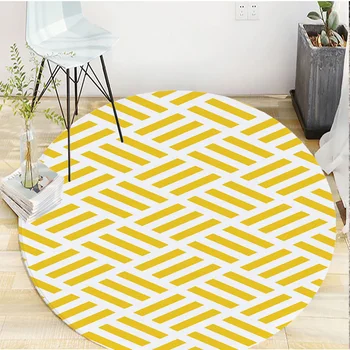 

Wild yellow geometric home round carpet for living room Children floor area rug 60 80 100 120 150cm 5 sizes cozy soft carpets