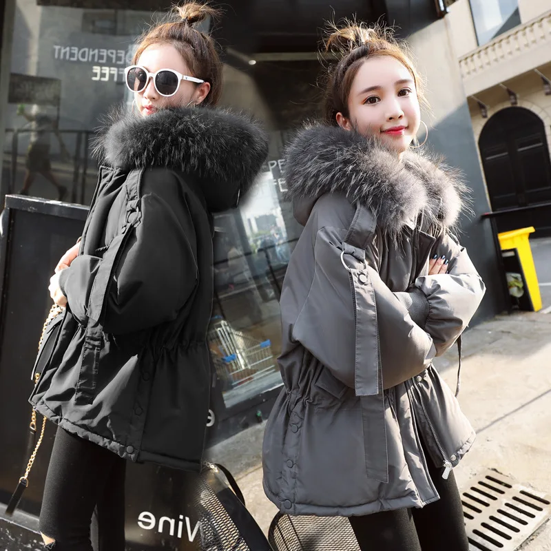 Короткий пуховик женский короткий стиль зима Европейский товар толстый Dongdaemun большой меховой воротник Щука пальто мода