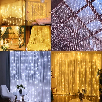 

NICLUX Fairy Curtain String Lights 304 LED 8Modes Safety Window Lights with Memory for Home Wedding Christmas Party Family Decor