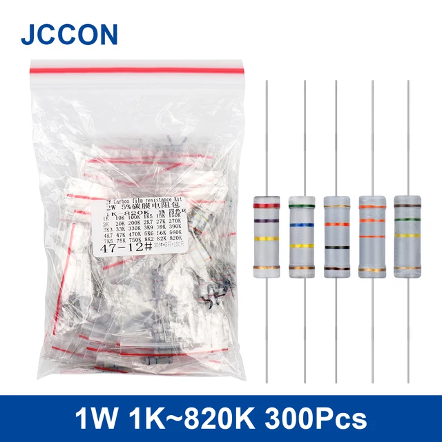 Kit De 1000 Résistances 1/2W Film Carbone - 100 Valeurs De 1 Ohm à 10 Mohm, Tolérance 5%, Avec étiquettes