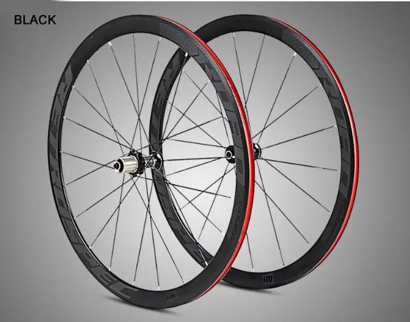 Black 700C дорожный велосипед колесная C6.0 Сверхлегкий Alu AL7075 Clincher 40 мм Глубина 18H 21H прямые тяговые спицы светоотражающие наклейки - Цвет: Black