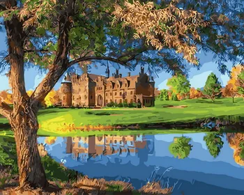 

Frameless diy paintings by numbers paint by number for home decor oil picture painting 5065cm cottage with tree