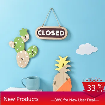 

Wooden Key Hooks Wall Storage Holders Entrance Scarf Bag Clothing Storage Racks Kitchen Organizer Children's Room Decoration