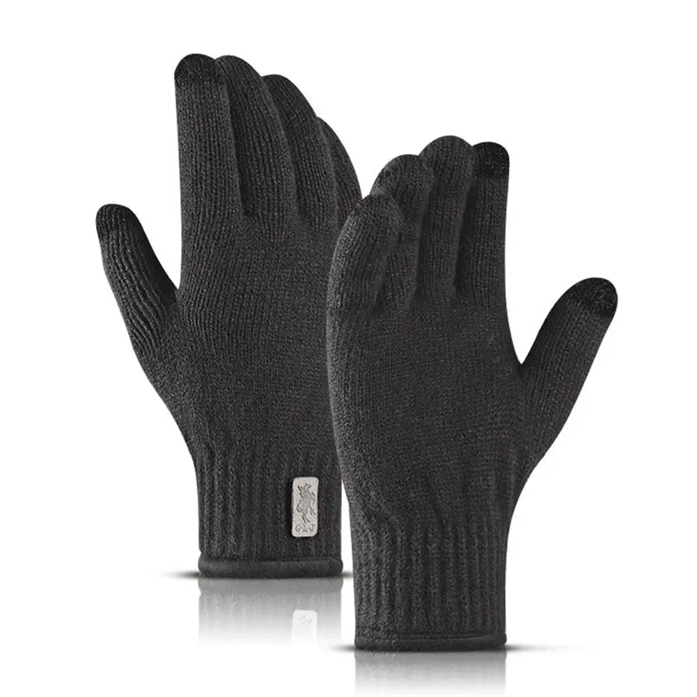 Зимние вязаные перчатки унисекс велосипедные перчатки полный палец экрана сенсорного оборудования для спорта на открытом воздухе руки теплые перчатки для верховой езды Прямая поставка - Цвет: Dark Gray
