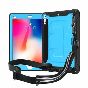 

Kids Shockproof High Impact Resistant Tablet Case For iPad 9.7 2017 2018 Heavy Duty Armor With Straps Stand Cover Funda+pen