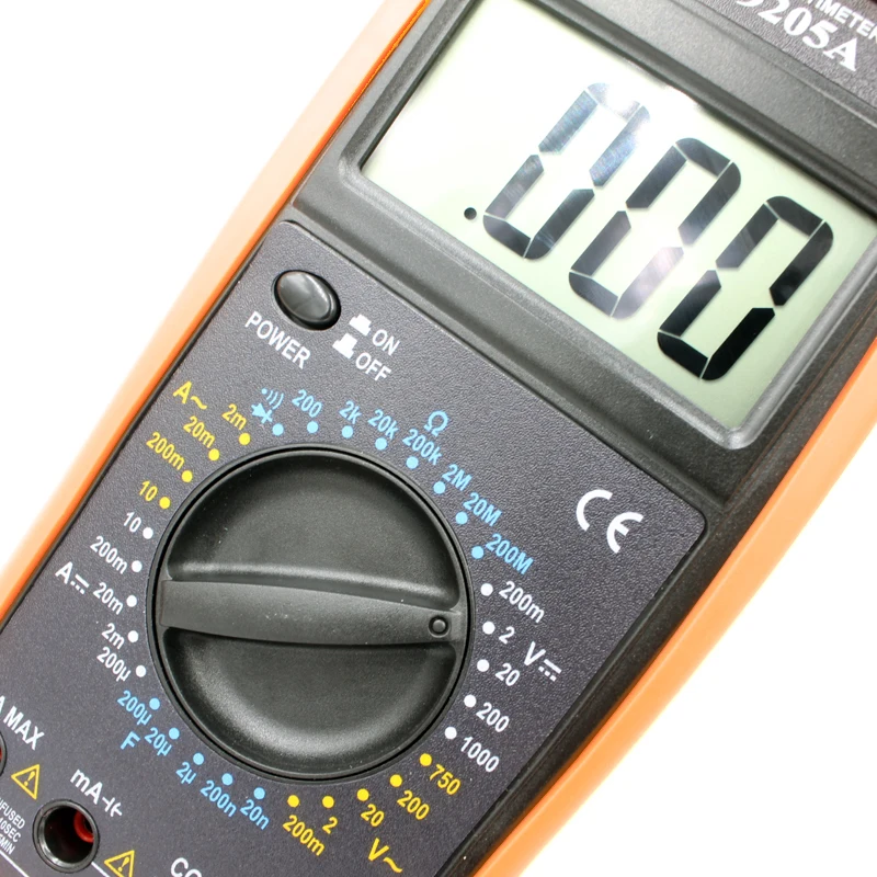 Базовый Цифровой мультиметр DT9205A измеритель емкости hFE вольтметр сопротивления AC - Фото №1