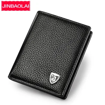 

Small Wallet Men Genuine Leather Purses Cowhide Mini Wallets Black and Brown Quality Guarantee Card Holder