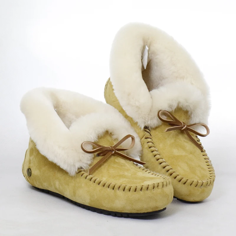 Женские нескользящие ботинки из натуральной кожи на натуральном меху|snow boots|leather