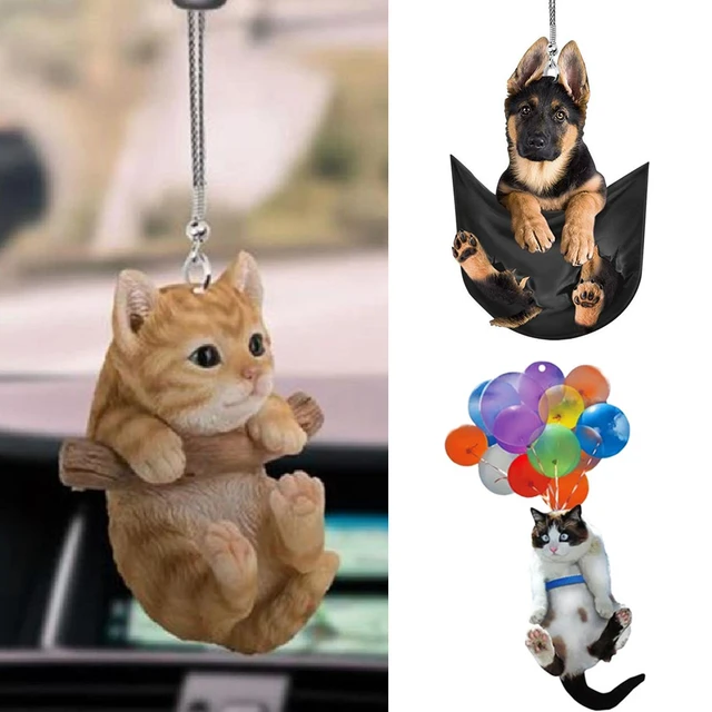 2D Nette Katze Welpen Auto Hängen Cament Kätzchen Hund Simulation Modell  Kreative Auto Innen Dekor Tier Acryl Anhänger Kid Spielzeug geschenk -  AliExpress