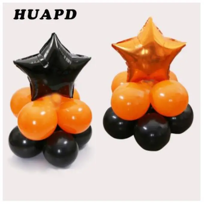 10pcs Halloween balloon column party decorations 18inch black orange star foil balloon 12inch latex balloon sets