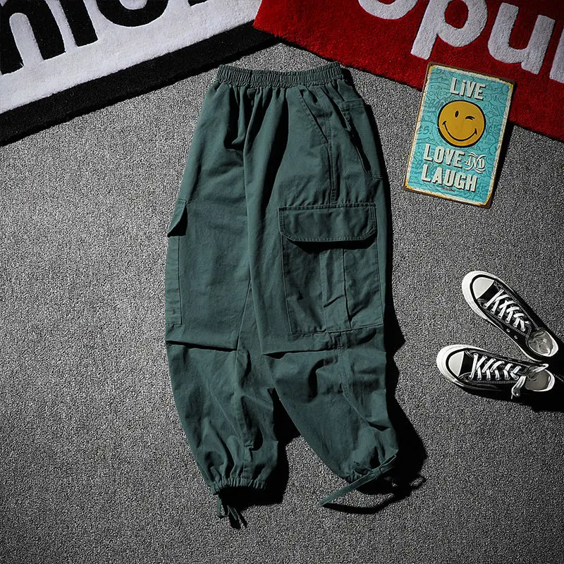 Plus Size 5XL Mens Cargo Pants Loose Ankle Banded Harem Pants Korean Fashion Simple Artistic Casual Pants Men's Joggers Pants