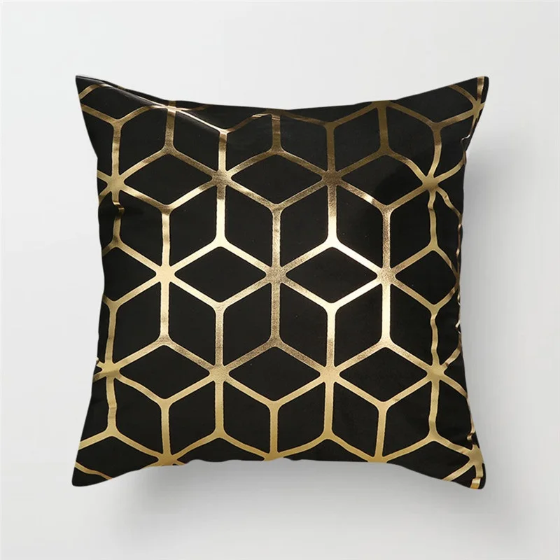 Fuwatacchi черный золотой фольгированный льняной чехол для подушки Европейская подушка с геометрическим узором(алмаз) чехол для домашнего стула дивана декоративные подушки 45*45 см