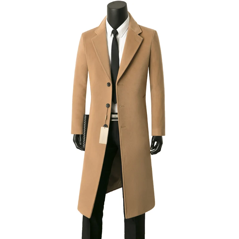 9XL Business Man Cashmere Coat Below The Knee Windbreaker/Slim Single ...