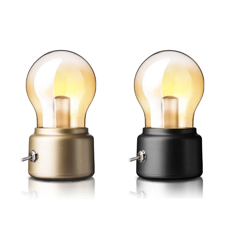 

Retro LED Bulb Night Light USB DC5V Rechargeable Battery Glass Night Lights Portable Desk Table Decoration 2020 Night Lamp