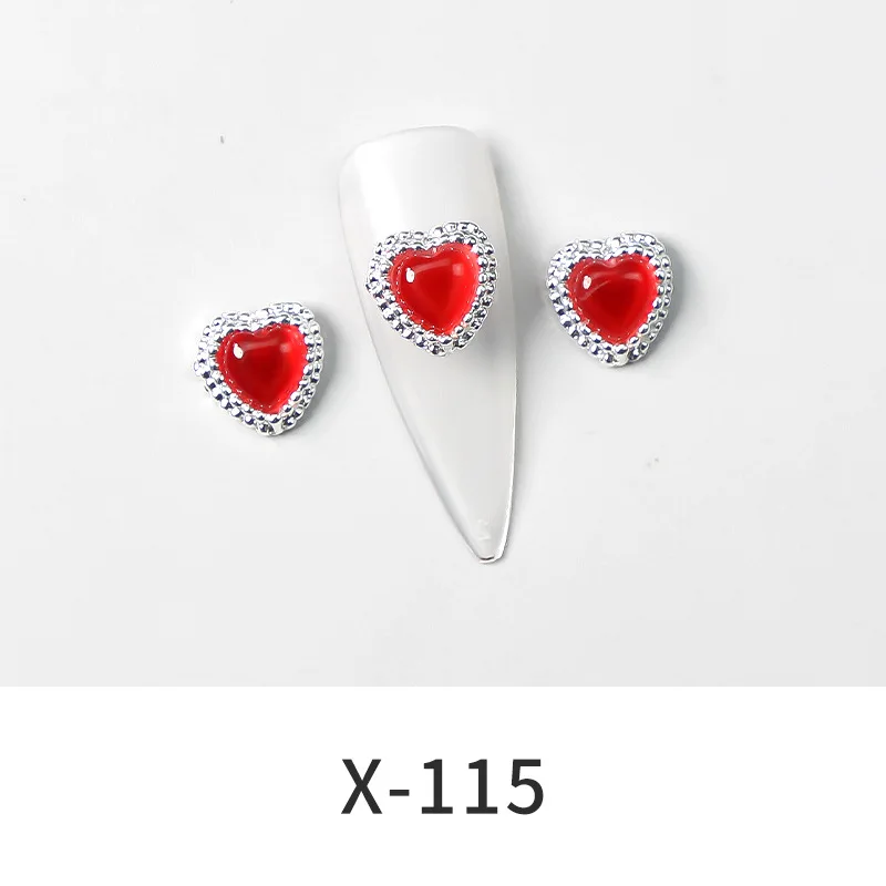 Valentine'e Day Nail Art 3D Decoration 3D Red Lips Metal Rhinestone Charms