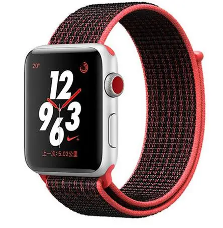 Цвета нейлоновый спортивный бесшовный репликация Band для Apple Watch серии 1/2/3 Легкий из мягкой дышащей ткани с вязанными лямками, 38, 42 мм, версия - Цвет ремешка: Red Black