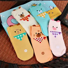 Женские носки, хлопок, 5 пар/упак., весна, лето и осень, удобные, Мультяшные, короткие носки, женские и женские, забавные носки с животными