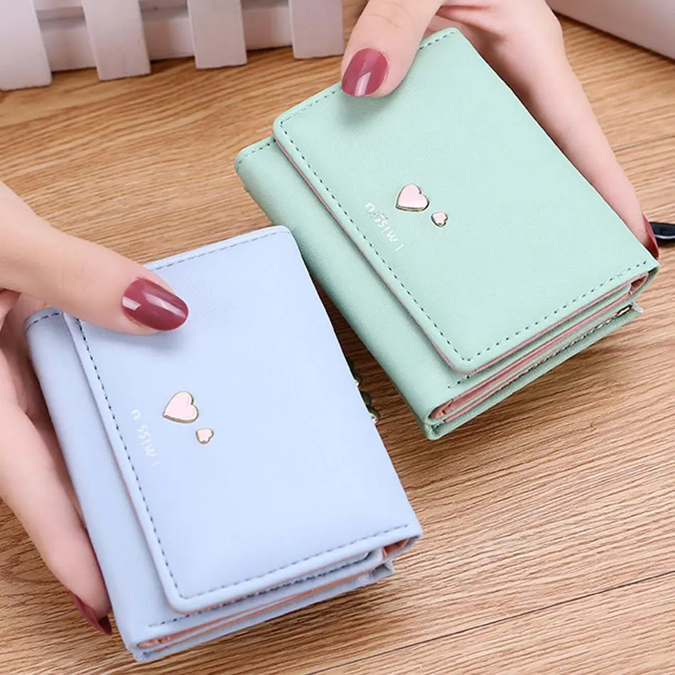 Pink Female Wallet Small Short Purse For Women Coins Cute Leather Lady Wallet Vallet Luxury Design Money Bag Portomonee Walet