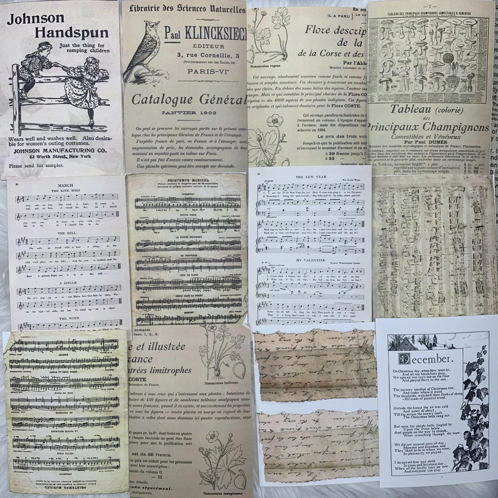 14 шт./лот Ретро английская поэтическая старая музыкальная оценка наклейка черная девочка/мальчик/Птица/гриб материал бумажная наклейка для творчества Скрапбукинг
