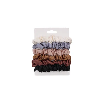 

6pcs Elegant satin hair circle joker basic hair rope imitation silk hair rope Korean hair decoration French headdress