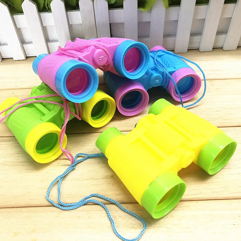 

South Korean Children Binoculars Toy Young STUDENT'S Science Experiment Props Kindergarten Color with Lanyard Gift