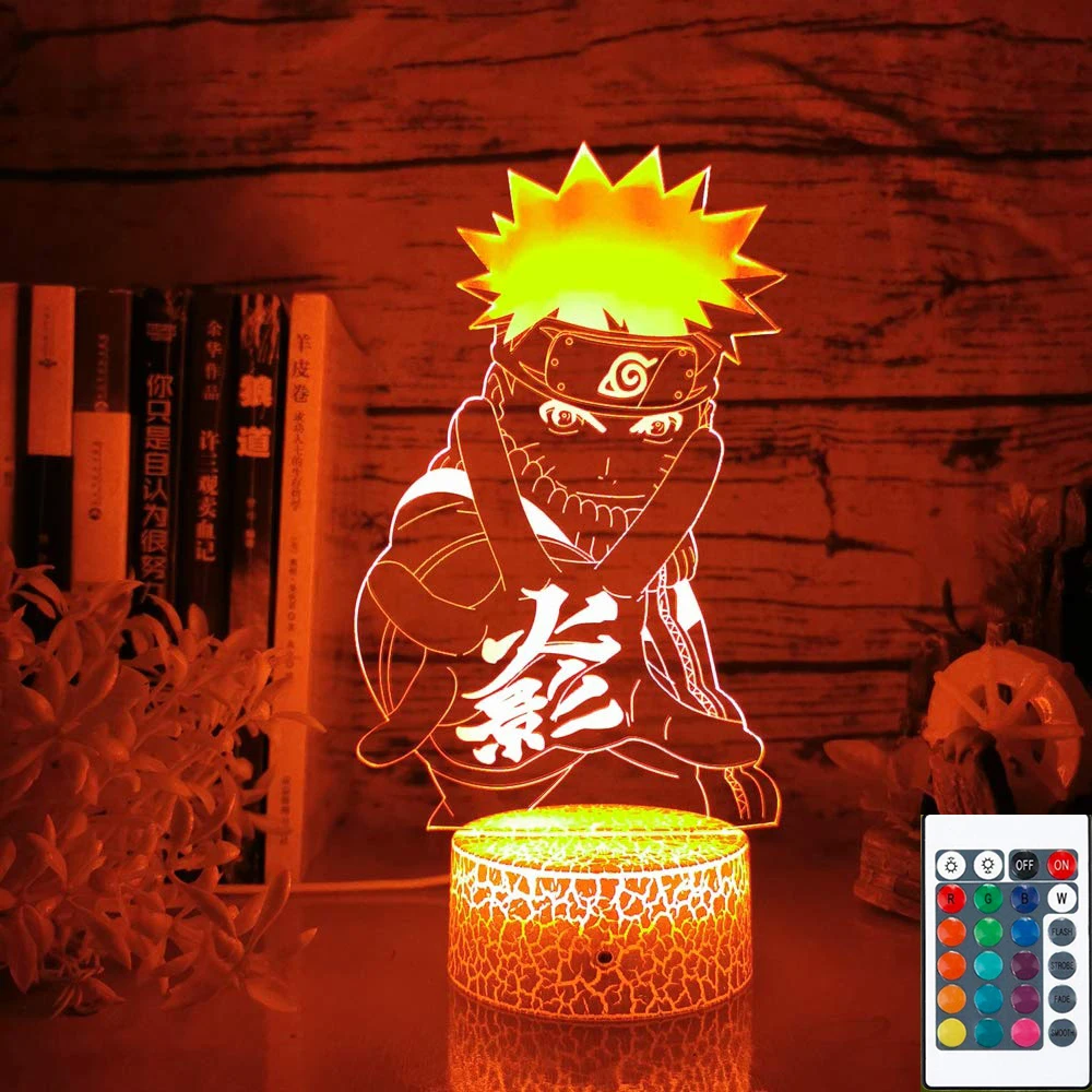 

Anime 3D Lamp Naruto USB Manga Table Lamp Cracked Base 16 Colors LED Night Lamp Kids Bedroom Nightlight Child Christmas Gift