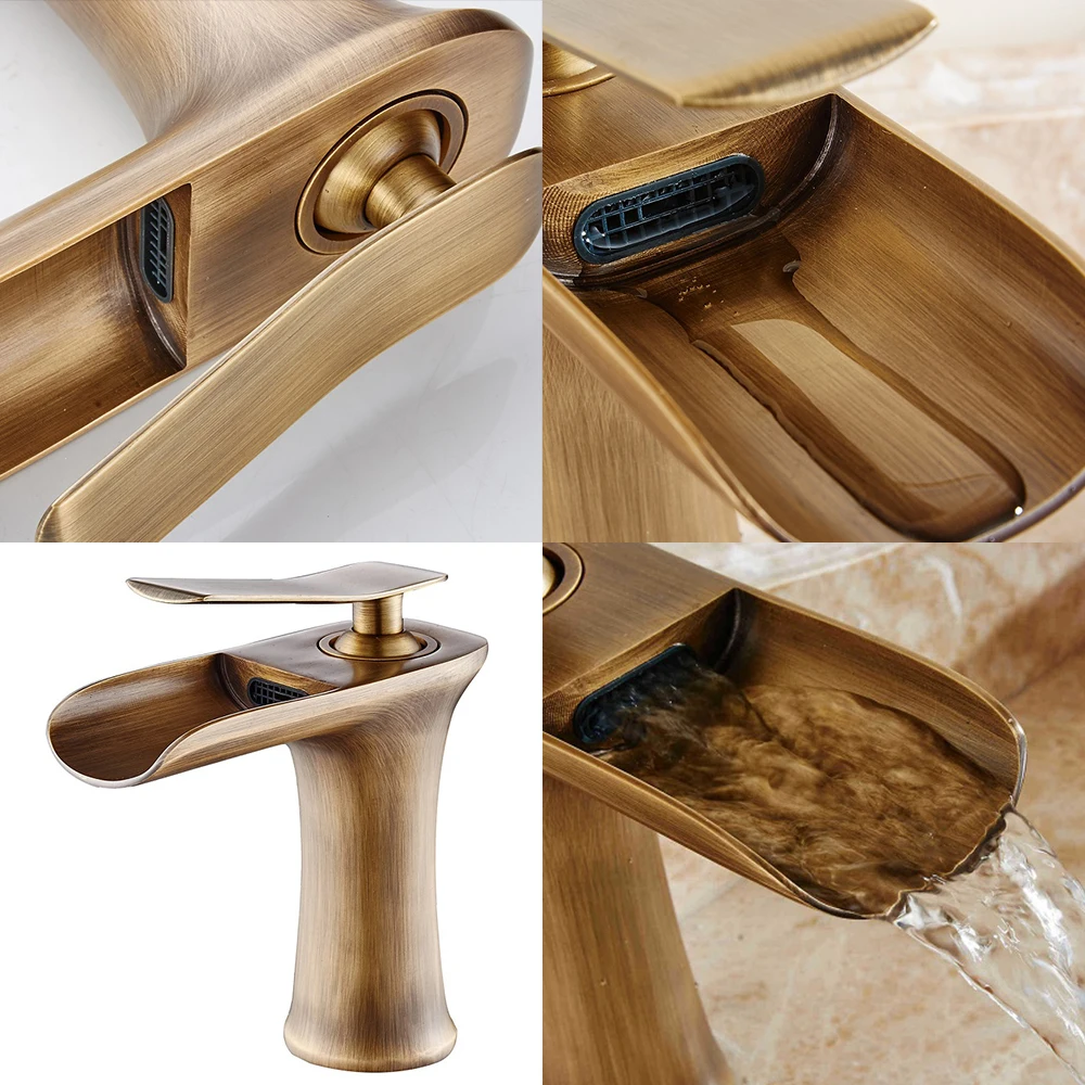 Смеситель для ванной комнаты из античной бронзы с водопадом смеситель черной