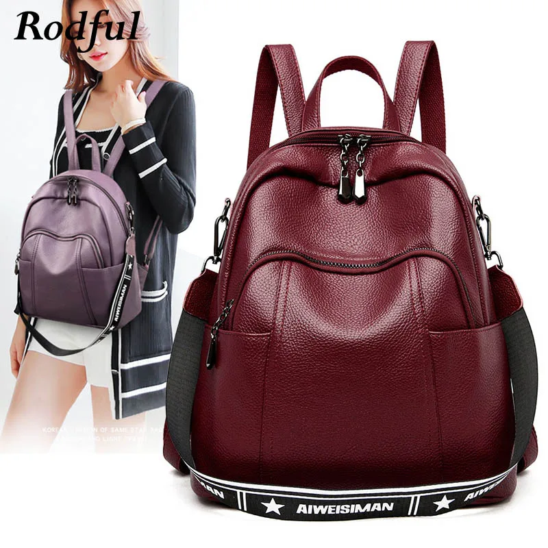 purple leather backpack