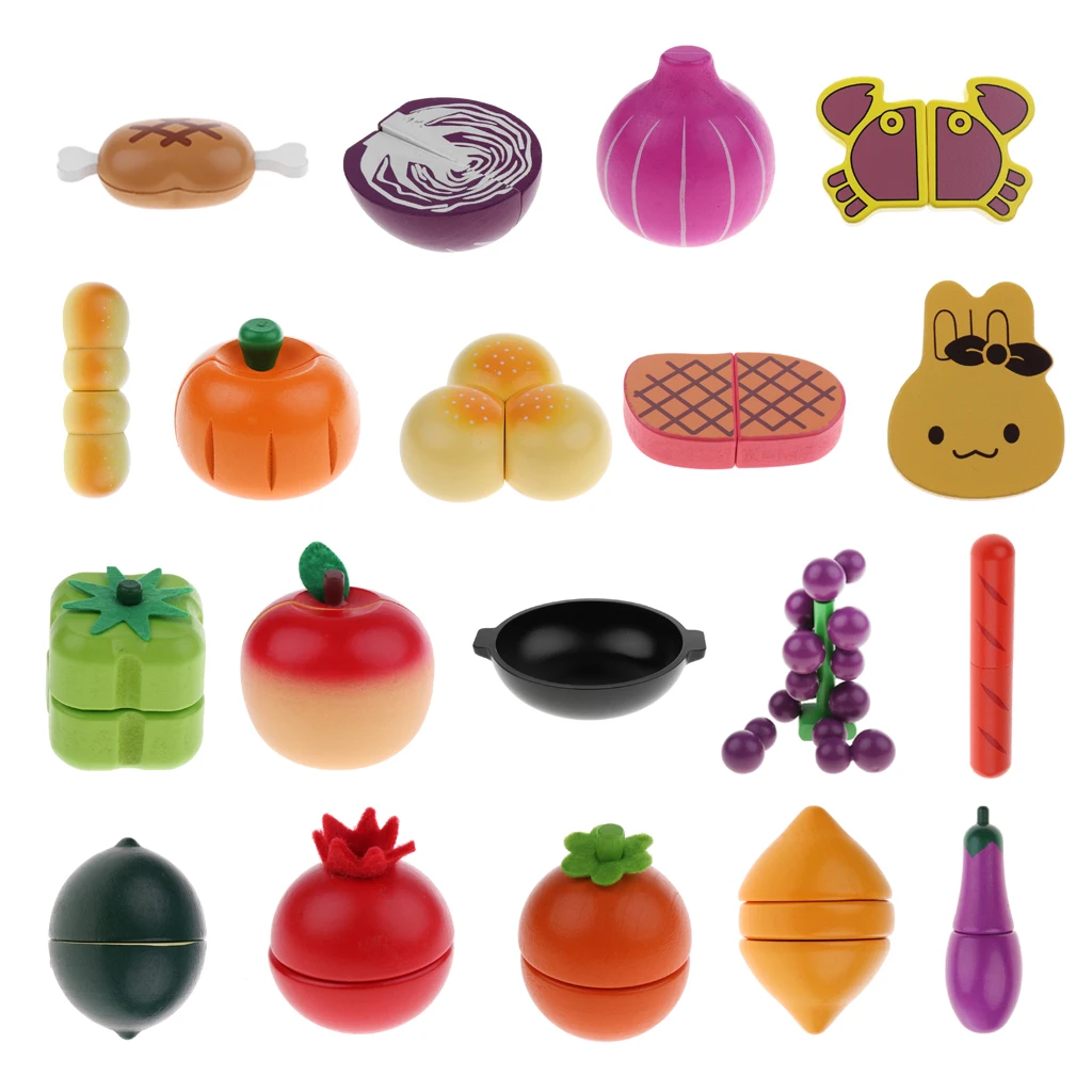 

Simualtion Wooden Magnet Connected Vegetables/Fruits/Sea Food Cutting Kids/Baby Preschool Kitchen Pretend Play Toy