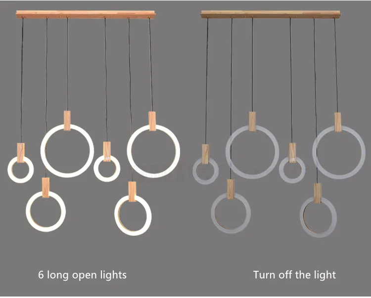 Современный светодиодный подвесной светильник в скандинавском стиле с деревянными люстрами для гостиной, спальни, лестничное освещение, кольцевые подвесные светильники