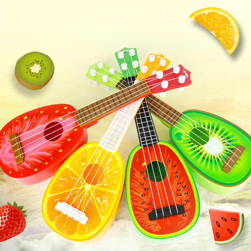 

4 String Guitar Toy Ukulele New Fashion Design Children Learn Mini Fruit toys Can Play Musical Instruments Toys Children toys