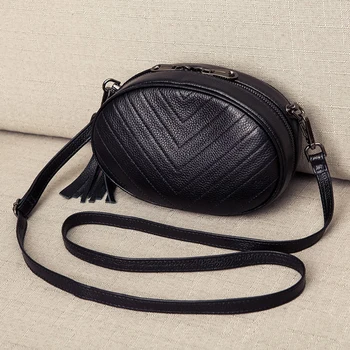 

Genuine Leather Female Shoulder Bag Tassel Crossbody Bags Women 2019 Fashion Messenger Bag Small Purse Bags Women's Handbag
