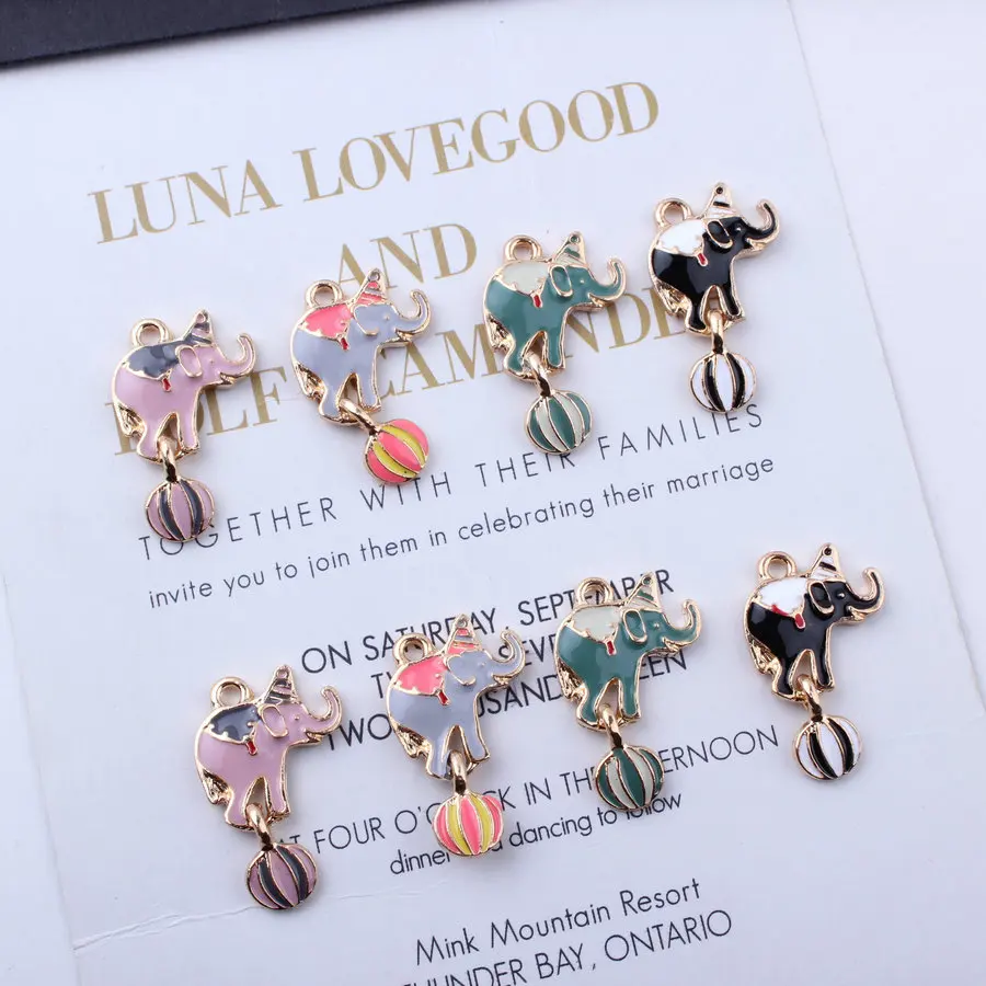 10pieces / Set Circus Elephant Drop Oil Alloy Pendant DIY Handmade Necklace Bracelet 16*26mm Women's Jewelry Accessories | Украшения и