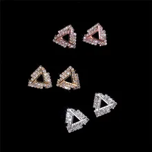 Элегантные женские серьги треугольной формы с цирконием, милые серебряные серьги розового золота, простые свадебные серьги-гвоздики для невесты