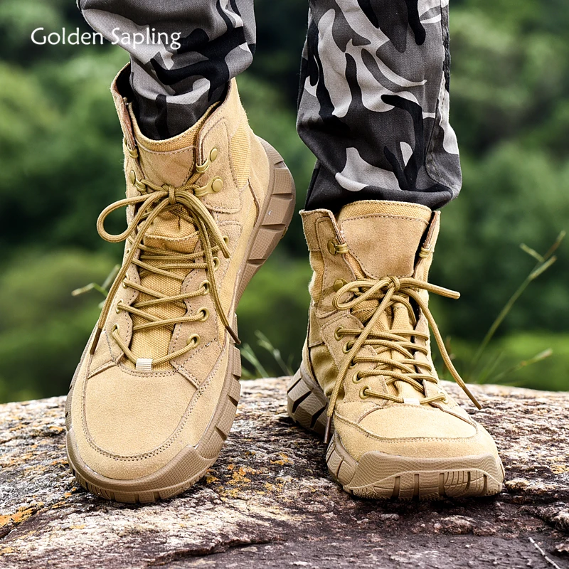 Golden Sapling Breathable Tactical Boots Military Men Retro Outdoor Trekking Shoes Classic Sports Hiking Tooling Men's Sneakers