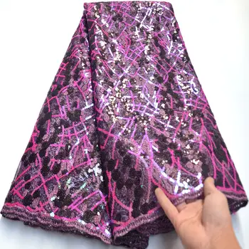 

2020 New arrival African sequins Bridal Net Lace High Quality Nigerian French Lace Fabric For Women mv387