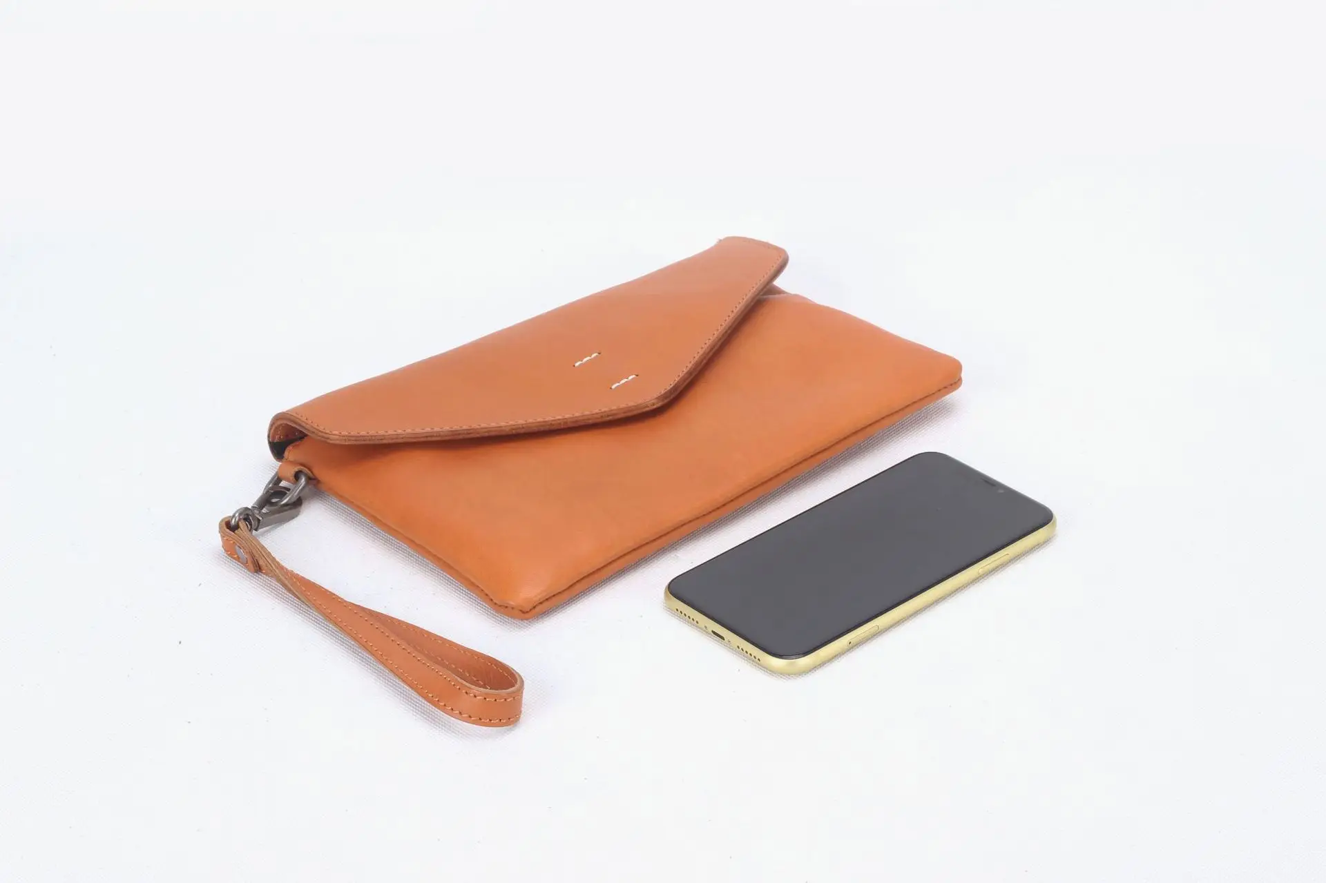

High Quality Women Large Cow Leather Hasp Wallet Solid Wrist Purse
