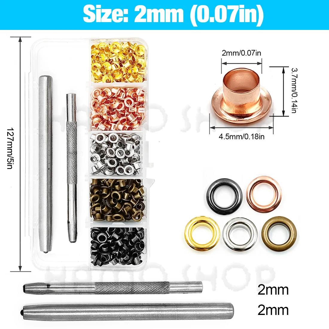 200 шт. Набір металевих люверсів для люверсів Набір інструментів для встановлення люверсів із коробкою для зберігання для шкіряного ремісничого взуття Пояс Кепка Сумка Теги Одяг