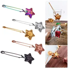 Серебряная креативная пятиконечная форма звезды с вакуумным покрытием из титана, телескопический фильтр для чая из нержавеющей стали