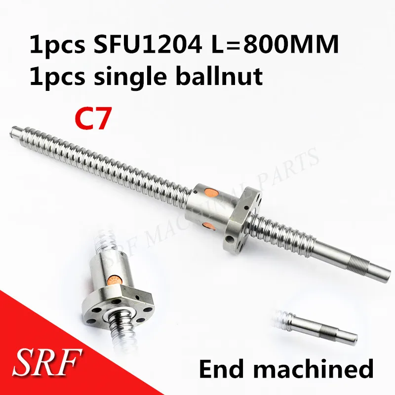 Шариковый винт SFU1204 800 мм RM1204 шариковая гайка C7 с концевой обработкой для ЧПУ |