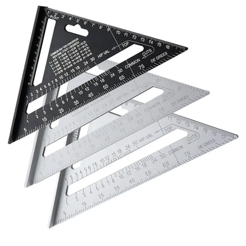 

7'' Triangle Angle Protractor Aluminum Alloy Speed Square Measuring Ruler Miter for Framing Building Carpenter Measuring Tools