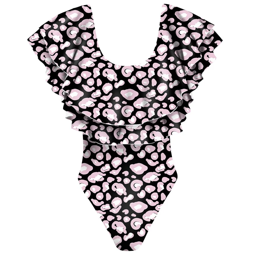 Agouti Mom Baby One Piece Swimsuit Bodysuit Parent-child Beach Wear Monokini Girl Leopard Swimwear Kids Bathing Suit Female