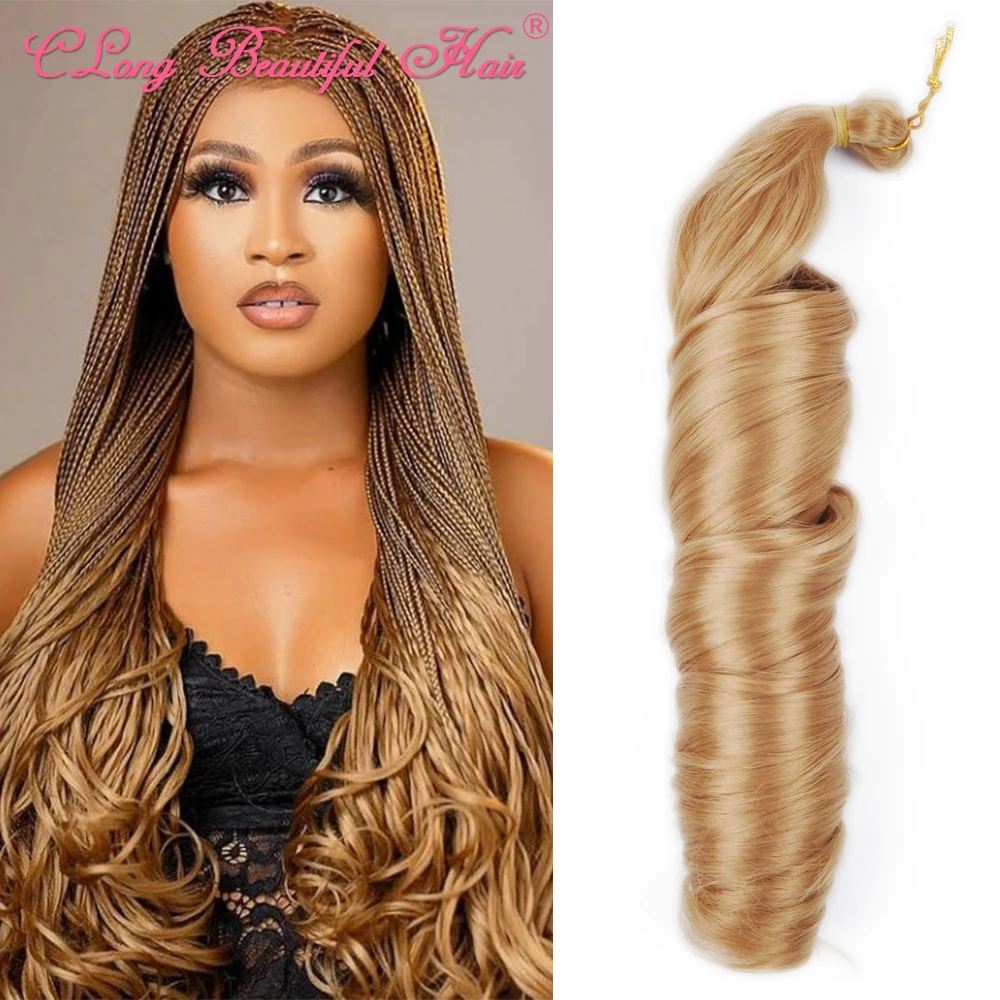 CLong Yaki Pony Style Wavy Crochet Braid Spiral Loose shiny Silky Wave Hair French Curls Synthetic Curly Braiding Hair