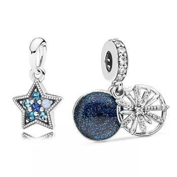 

Hot Sale Authentic 925 Sterling Silver 14 Style Blue Ocean Heart Beads Fit Original 3mm Bracelet DIY Jewelry Dropshipping