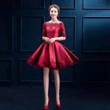 Сладкие воспоминания невесты сестры особых случаев платье, с вырезом лодочкой рубашка с коротким рукавом длиной до колена атласное платье Sw114