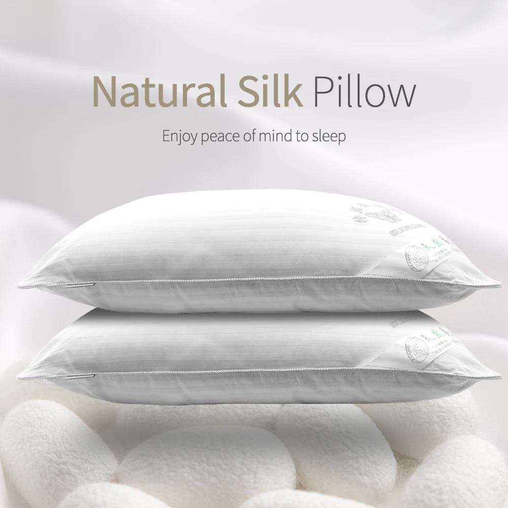 Neck Pillows Mulberry / Natural Silk Single Pillow 100% Orthopedic Hotel Memory Pillow  for Health Sleeping Standard Size 45X78