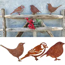 Ржавые металлические силуэты птиц, украшение для сада, забора, древесина, сталь, древесный двор, искусство, садоводство, украшение, металлические птицы
